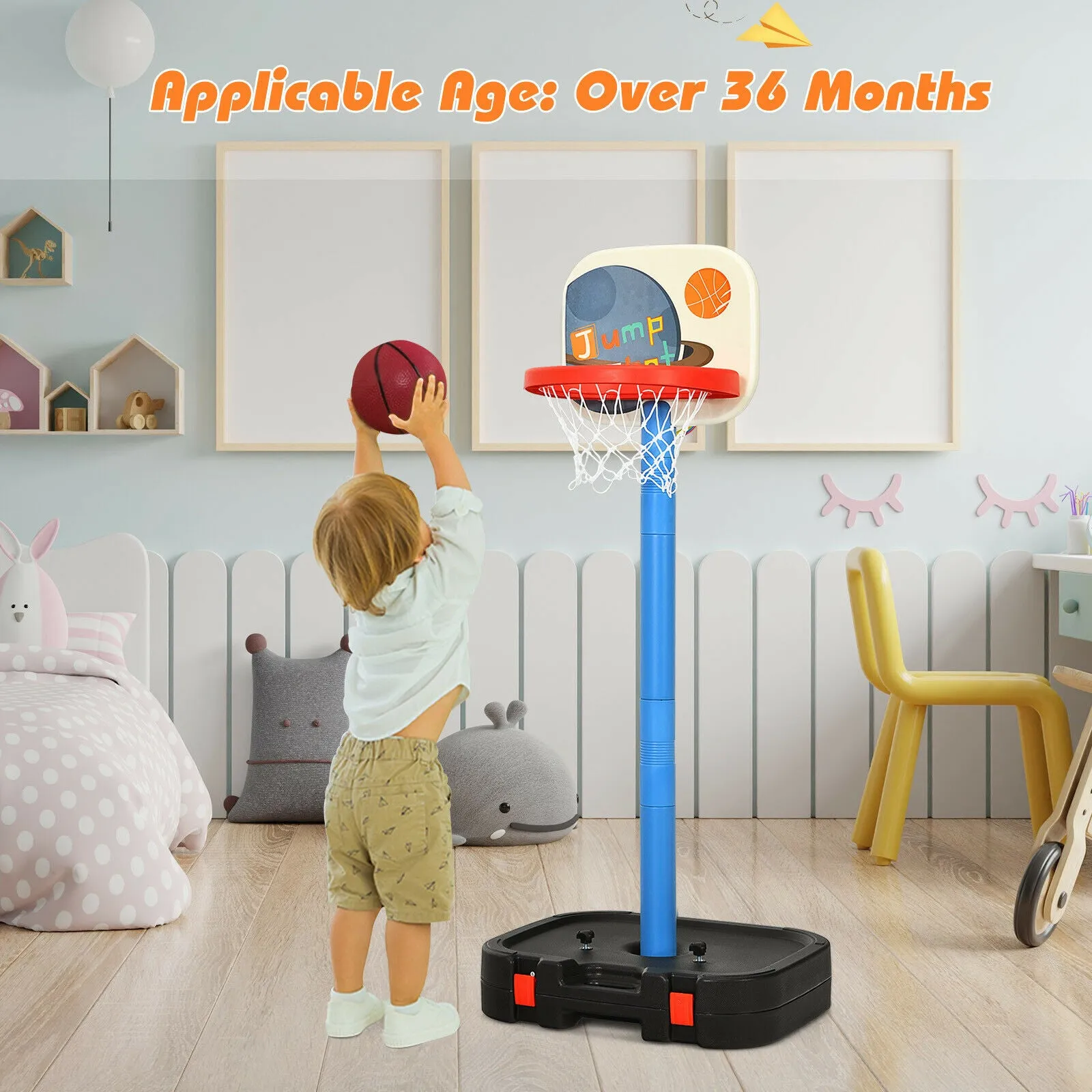 2 in 1 Adjustable Kids Basketball Hoop Set