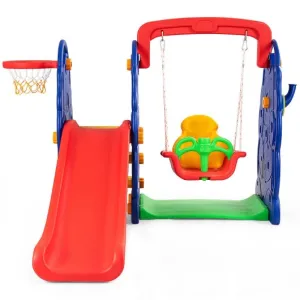 3 in 1 Junior Children Climber Slide Swing Seat Basketball Hoop