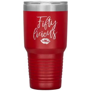 50th Birthday Tumbler For Women Mom Grandma Aunt Sister Fiftylicious Laser Etched 30oz Stainless Steel Tumbler