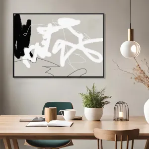 Abstract Lines On Beige Framed Canvas