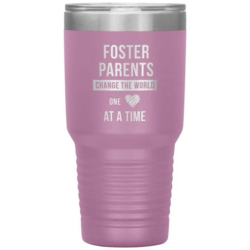 Adoptive Parent Tumbler Foster Parents Change The World One Heart At A Time Laser Etched 30oz Stainless Steel Tumbler