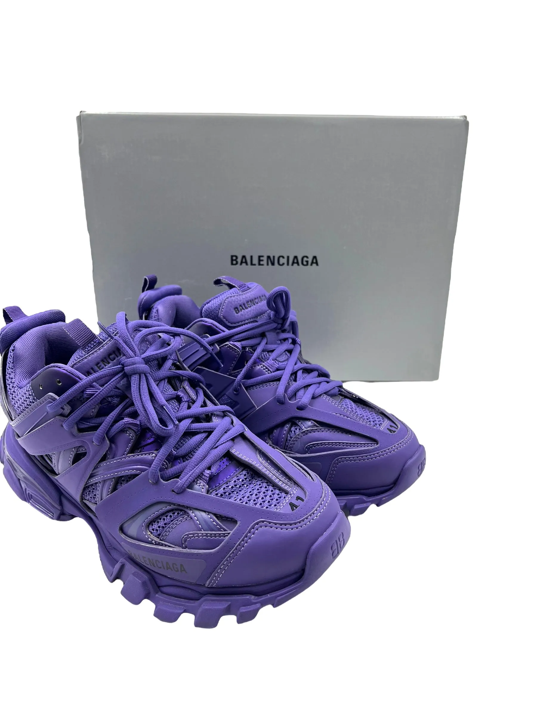 Balenciaga Size 41 Purple Leather Track Sneakers