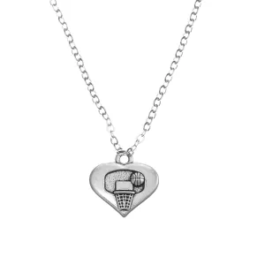 Basketball Heart Hoop Necklace