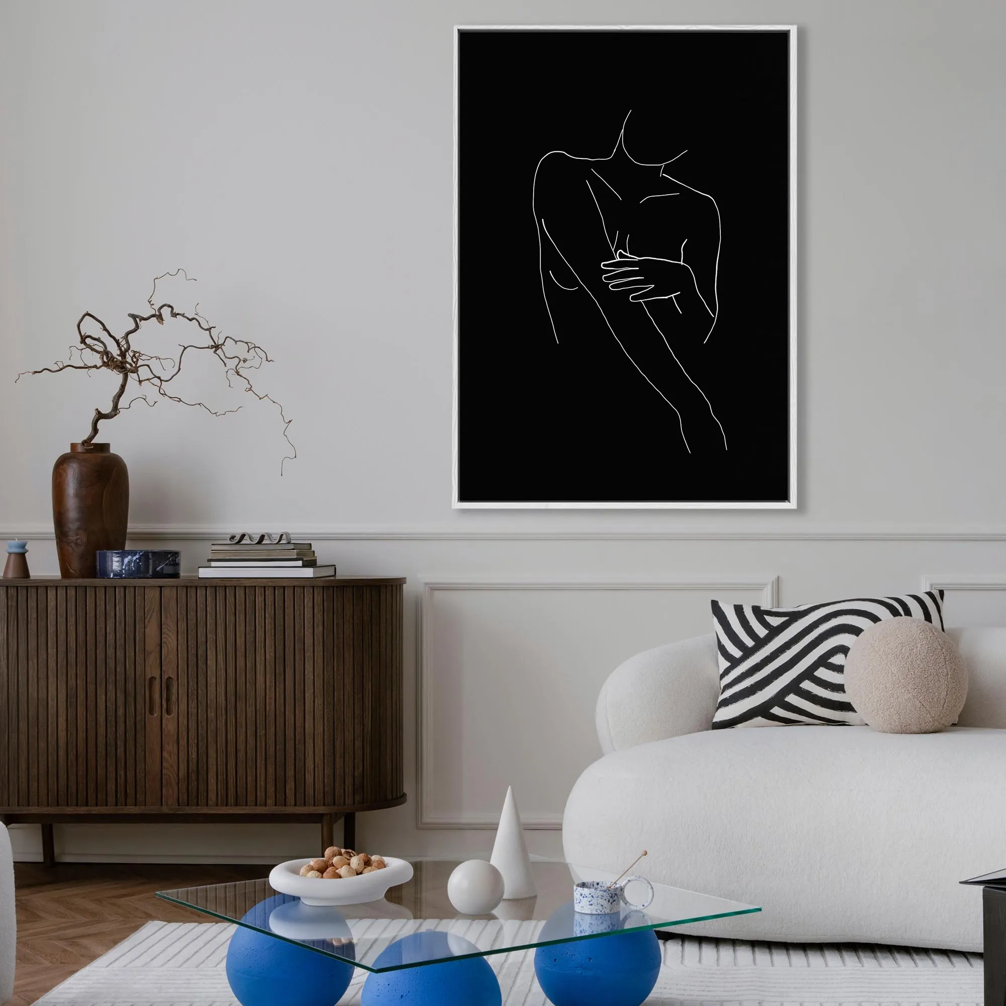 Black On White Female Framed Canvas