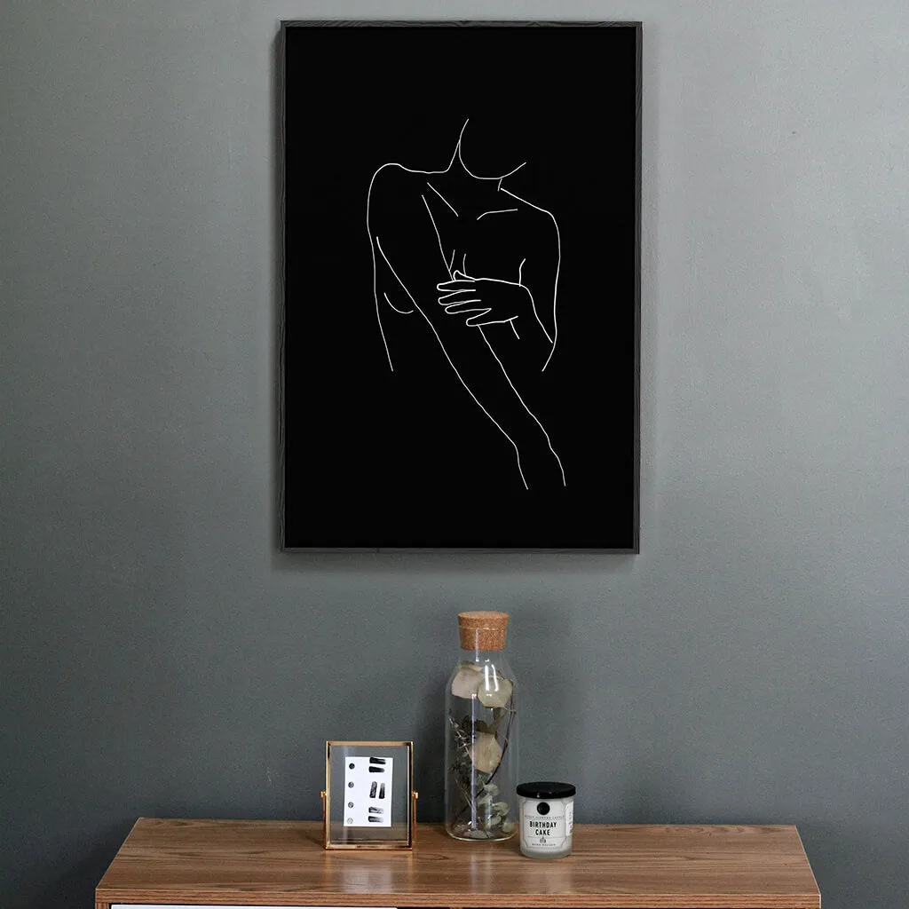 Black On White Female Framed Canvas