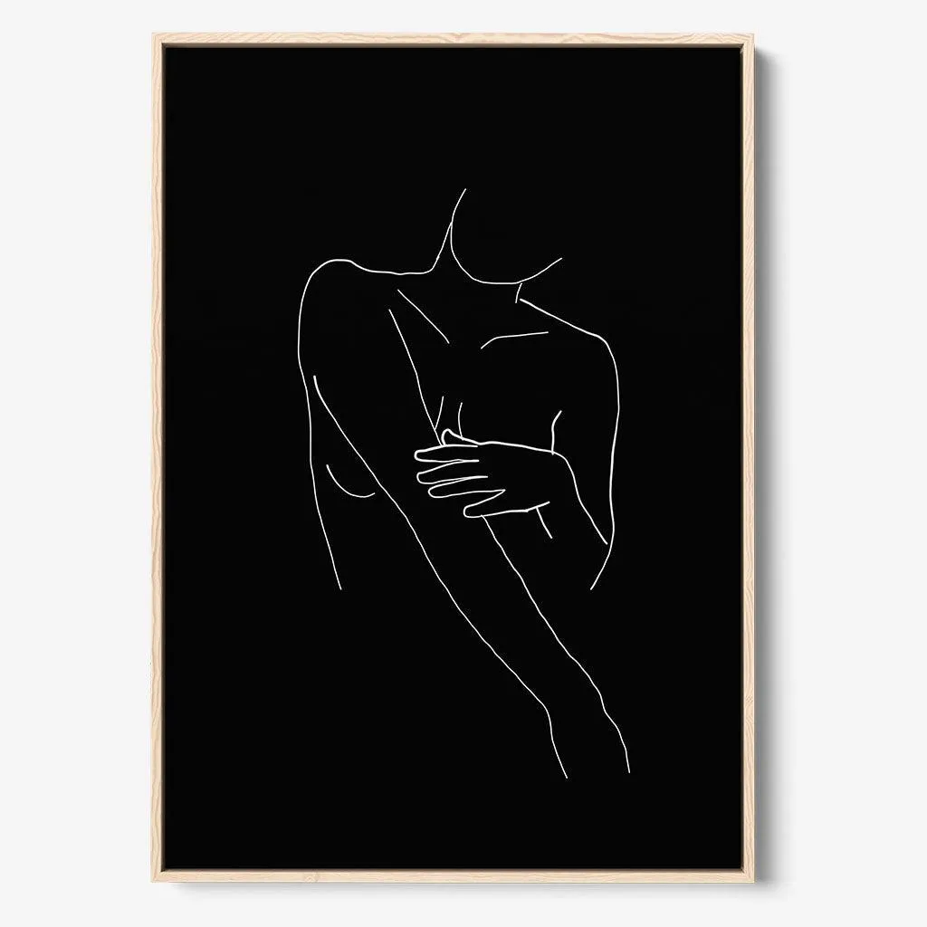 Black On White Female Framed Canvas