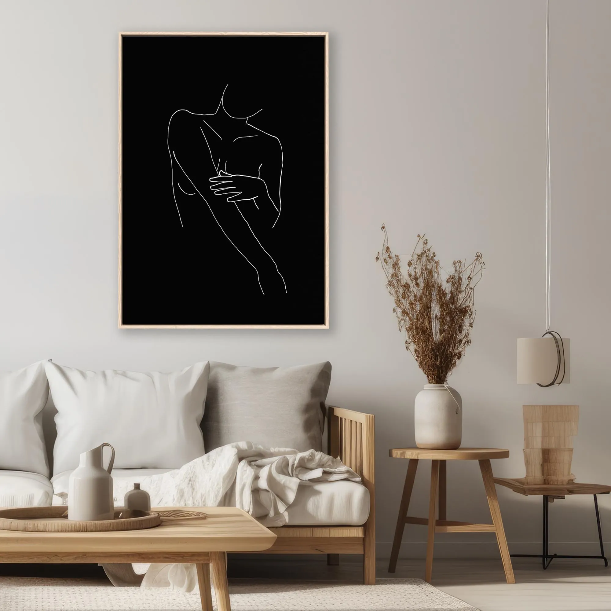 Black On White Female Framed Canvas