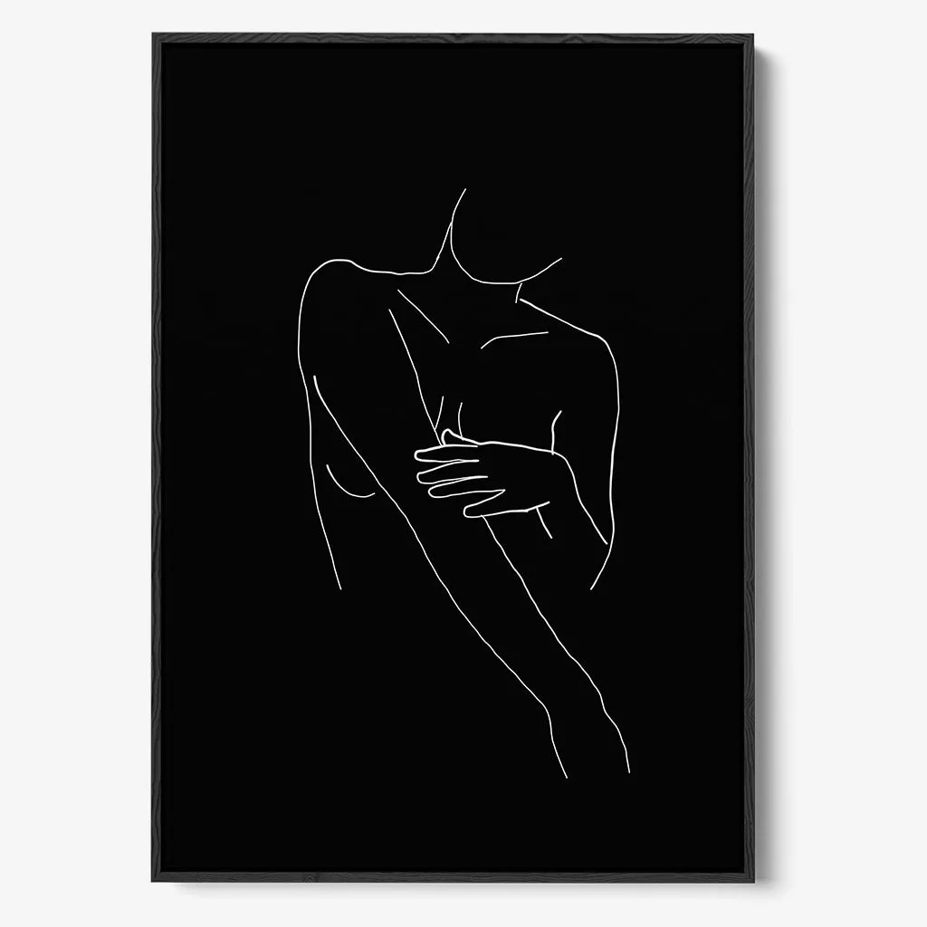 Black On White Female Framed Canvas