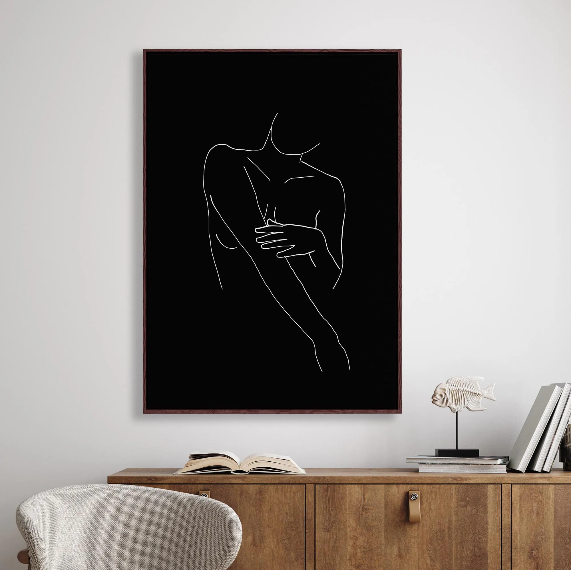 Black On White Female Framed Canvas