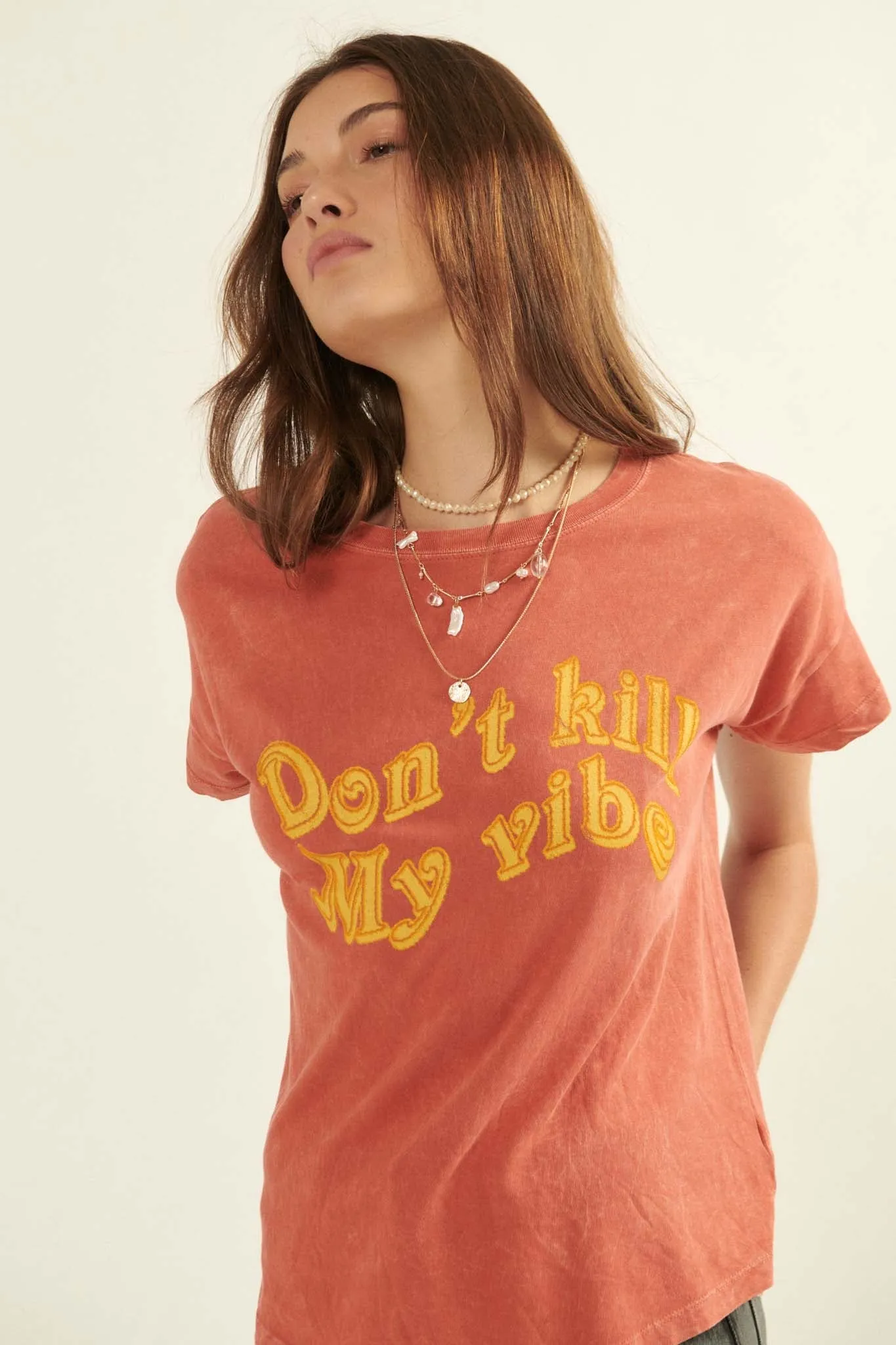 Don't Kill My Vibe Vintage-Wash Graphic Tee