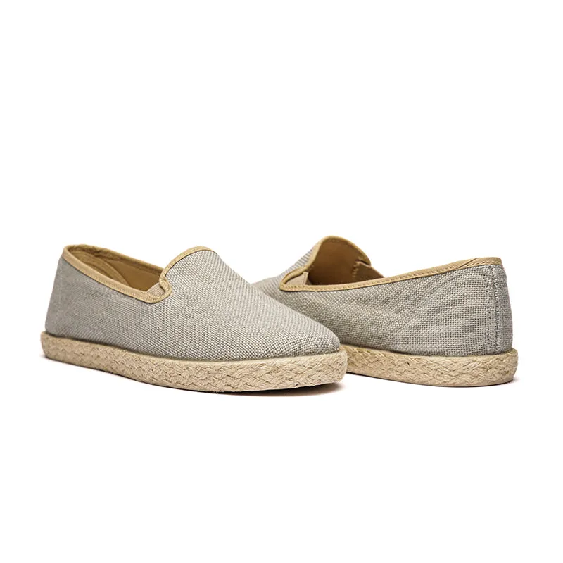 Linen Yute Slip-on Sneakers In Light Grey