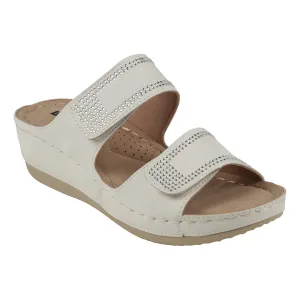 Rea White Wedge Sandals