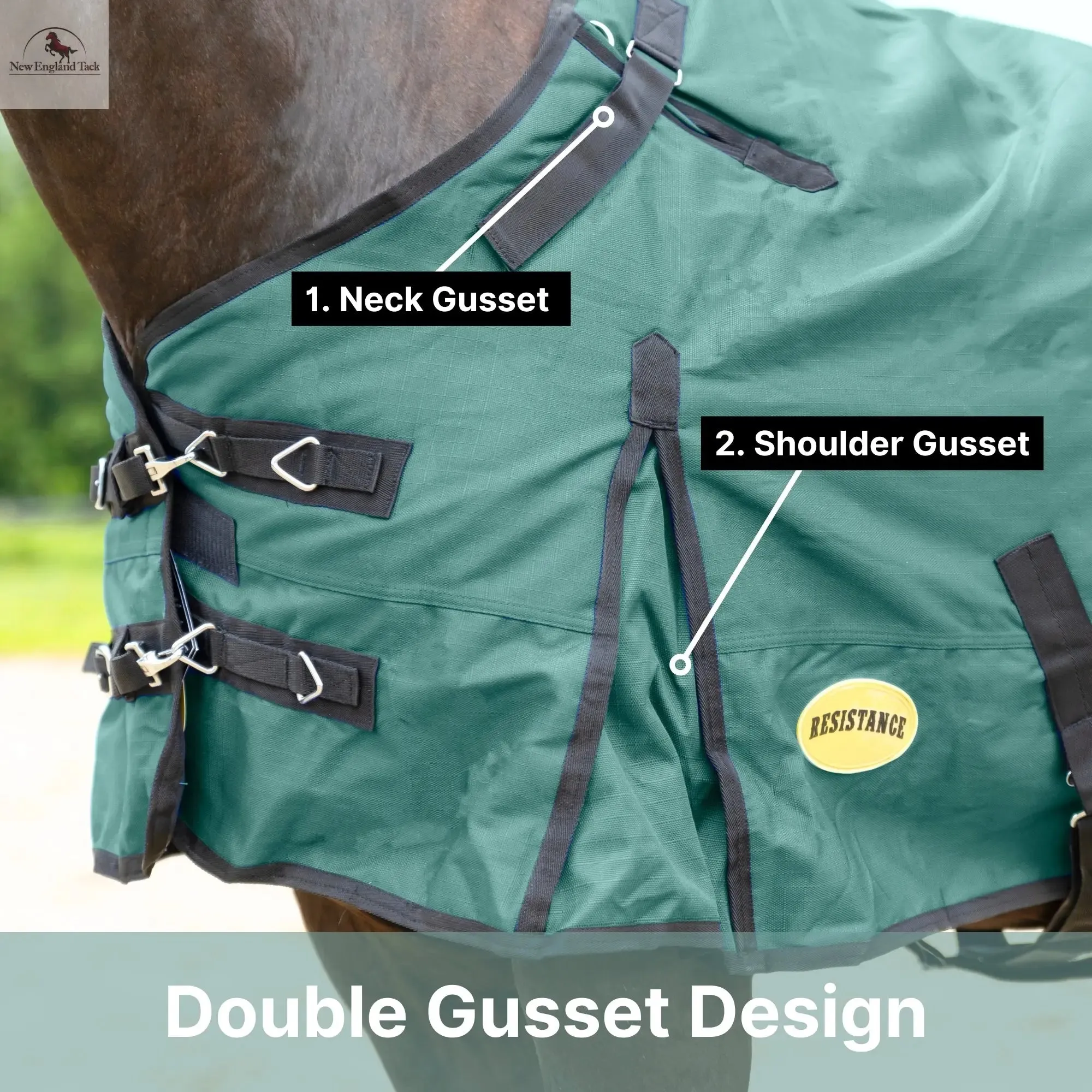 Resistance Premium 1680 Denier Waterproof Horse Turnout Blanket - 300 Grams Fill