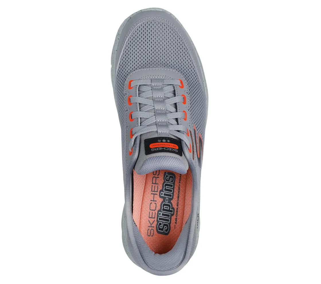 Skechers Mens Slip-ins Go Walk Flex Waterproof Grey Wide